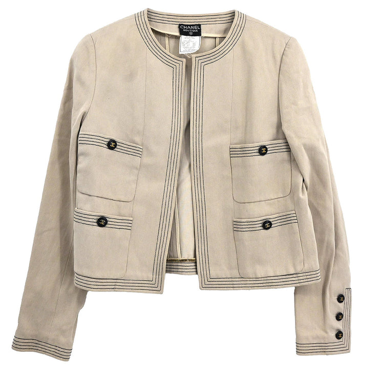 Chanel Collarless Jacket Beige NO2 #38