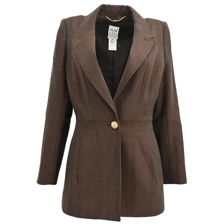 Celine Single Breasted Jacket Brown #38