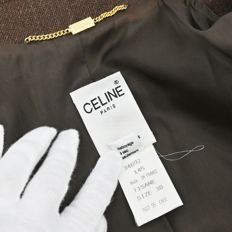 Celine Single Breasted Jacket Brown #38