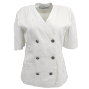 Christian Dior Collarless Double Breasted Jacket White #9