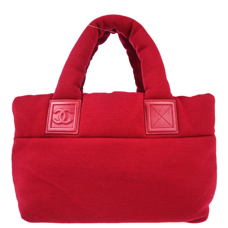 Chanel Red Cotton Tote Handbag