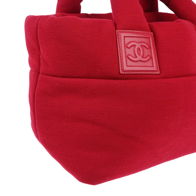 Chanel Red Cotton Tote Handbag