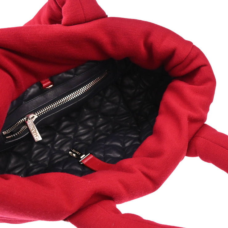 Chanel Red Cotton Tote Handbag