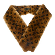 Louis Vuitton Brown Monogram Escharp Fur Stole Shawl M72245 Small Good