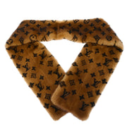 Louis Vuitton Brown Monogram Escharp Fur Stole Shawl M72245 Small Good