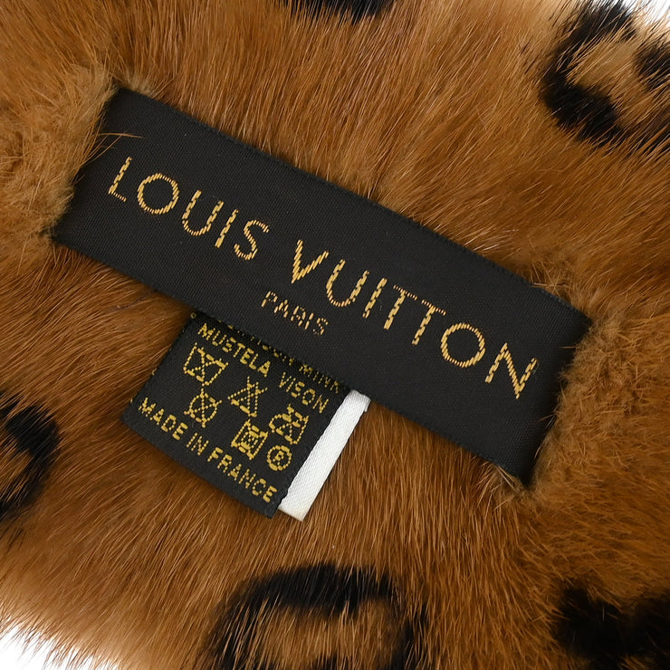 Louis Vuitton Brown Monogram Escharp Fur Stole Shawl M72245 Small Good