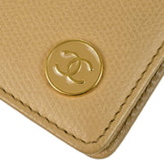 Chanel 2005-2006 Beige Caviar Card Case Small Good