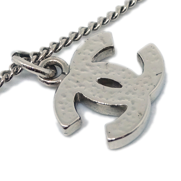 Chanel CC Chain Necklace Pendant Rhinestone Silver 09V