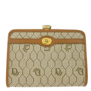 Christian Dior Beige Honeycomb Coin Case Wallet