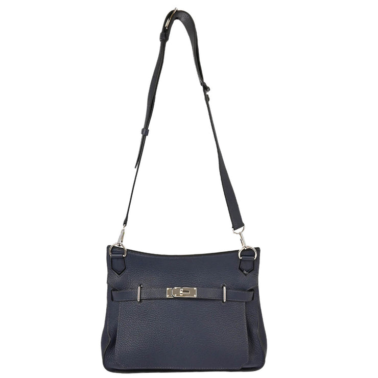 Hermes 2009 Blue Navy Taurillon Clemence Jypsiere 31 Shoulder Bag