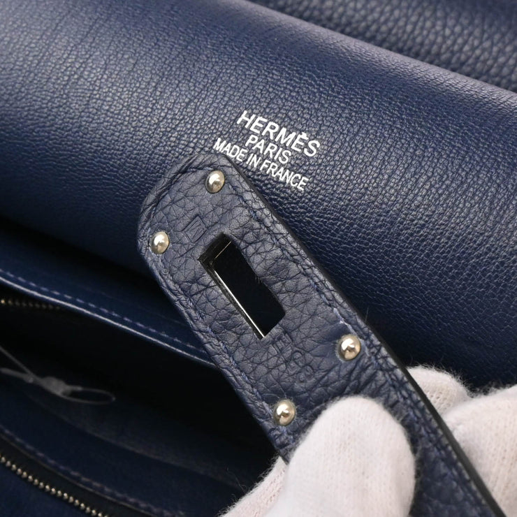 Hermes 2009 Blue Navy Taurillon Clemence Jypsiere 31 Shoulder Bag