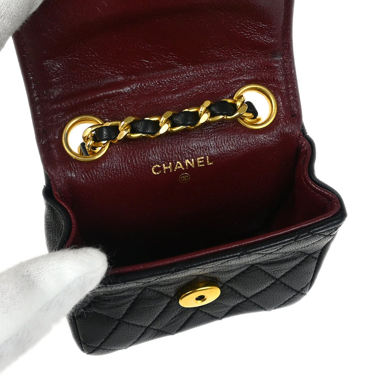 Chanel Black Lambskin Classic Flap Micro Bum Belt Bag