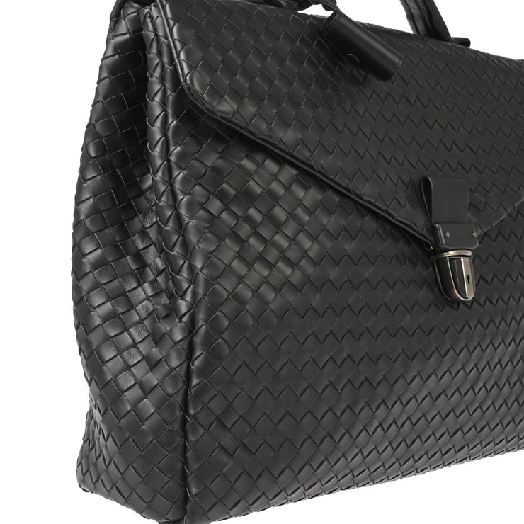 Bottega Veneta Black Intrecciato Briefcase Handbag