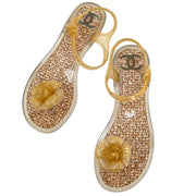 Chanel * Clear Gold Shoes Sandals #37