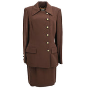 Celine Setup Suit Jacket Skirt Brown #38