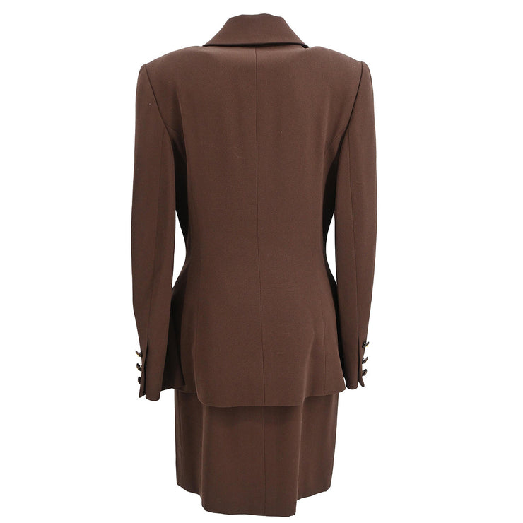 Celine Setup Suit Jacket Skirt Brown #38