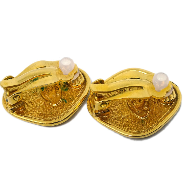 Chanel Rhombus Earrings Clip-On Gold 2441