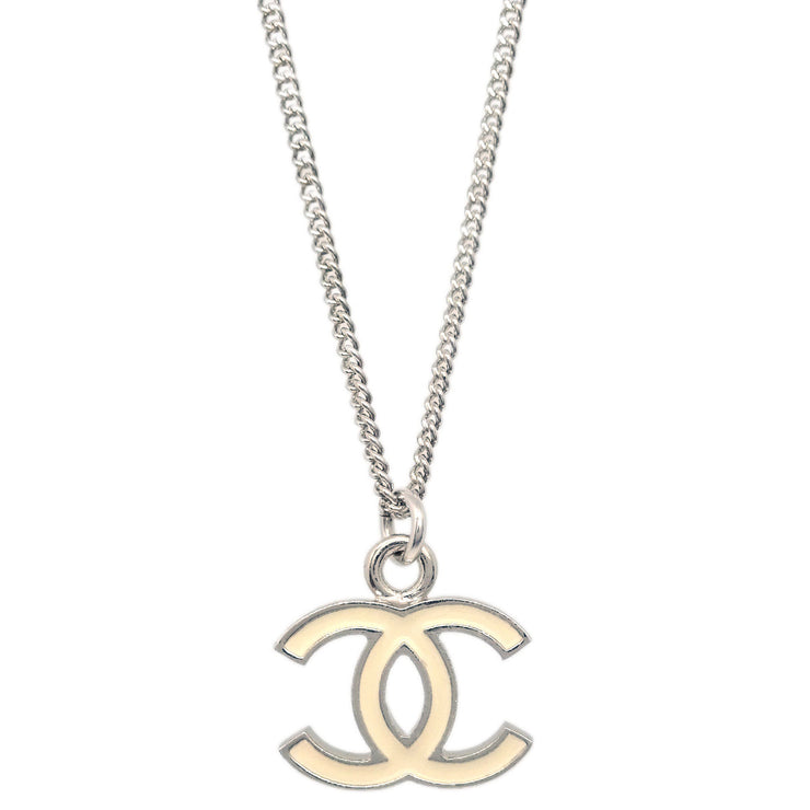 Chanel CC Chain Necklace Pendant Silver 07V