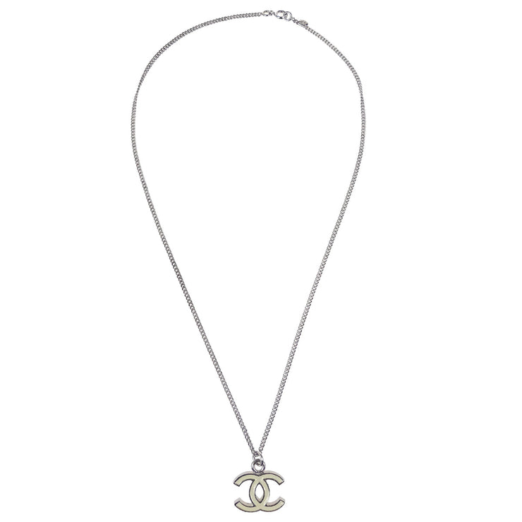 Chanel CC Chain Necklace Pendant Silver 07V