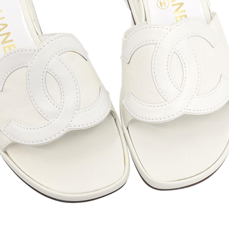 Chanel * White Shoes Mules #36