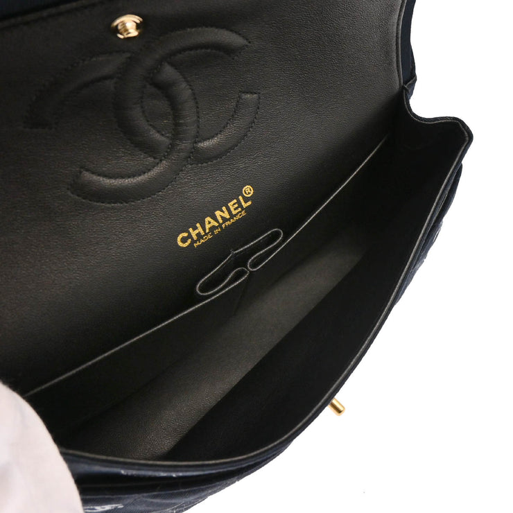 Chanel 2001-2003 Black Canvas Medium Classic Double Flap Shoulder Bag