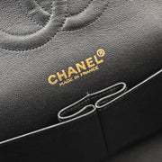 Chanel 2001-2003 Black Canvas Medium Classic Double Flap Shoulder Bag