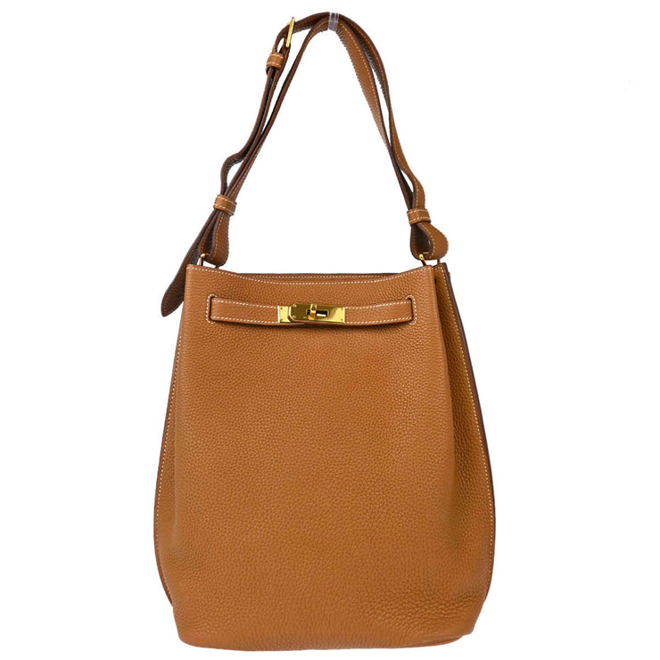 Hermes 2008 Gold Taurillon Clemence So Kelly 22 Shoulder Bag