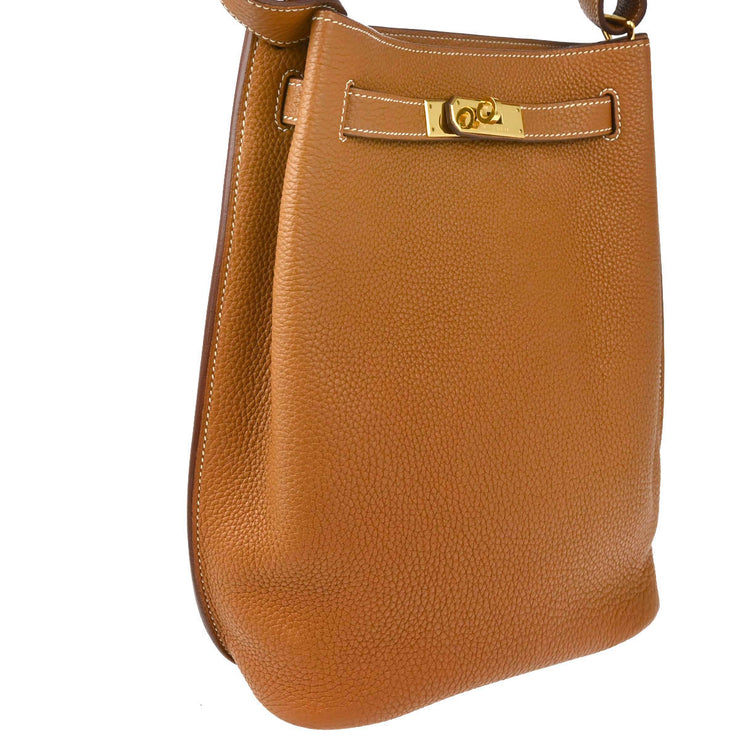 Hermes 2008 Gold Taurillon Clemence So Kelly 22 Shoulder Bag