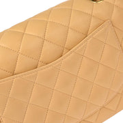 Chanel 2003-2004 Beige Lambskin Medium Classic Double Flap Shoulder Bag