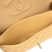 Chanel 2003-2004 Beige Lambskin Medium Classic Double Flap Shoulder Bag