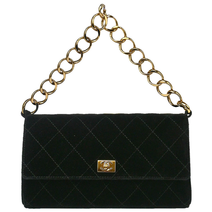 Chanel 2001-2003 Black Velours Chain Handbag