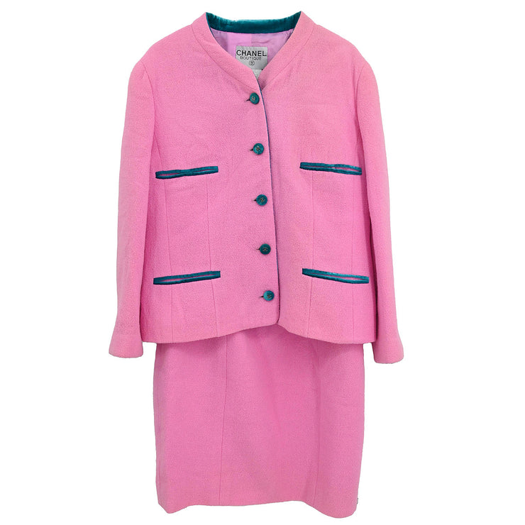 Chanel 1996 Setup Suit Jacket Skirt Pink #42