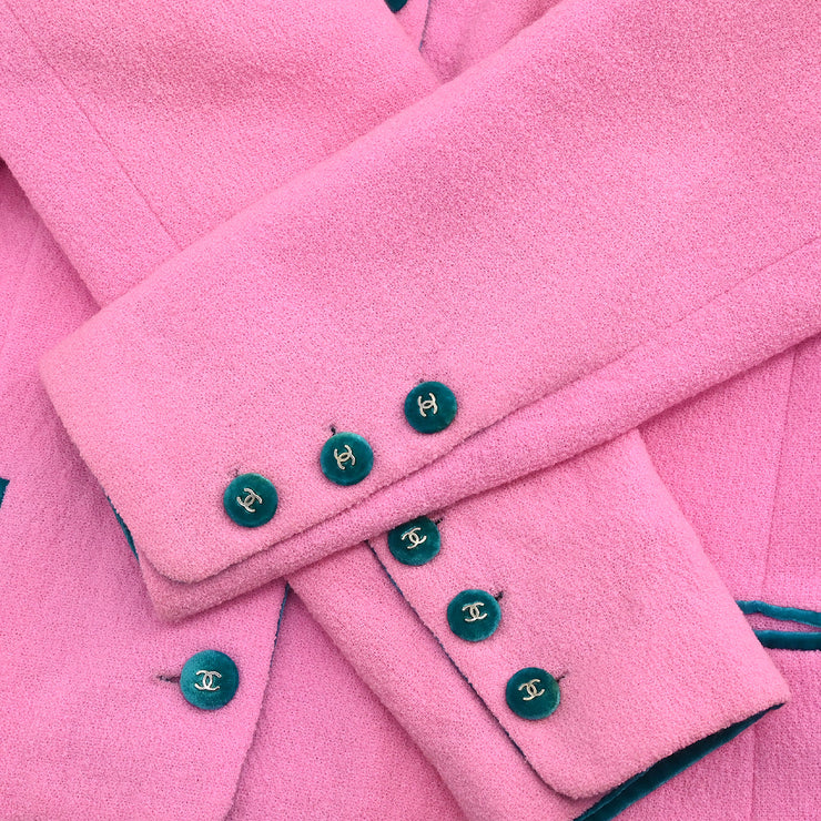 Chanel 1996 Setup Suit Jacket Skirt Pink #42