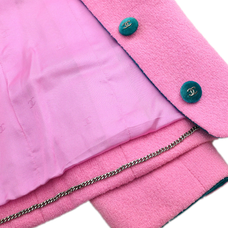 Chanel 1996 Setup Suit Jacket Skirt Pink #42