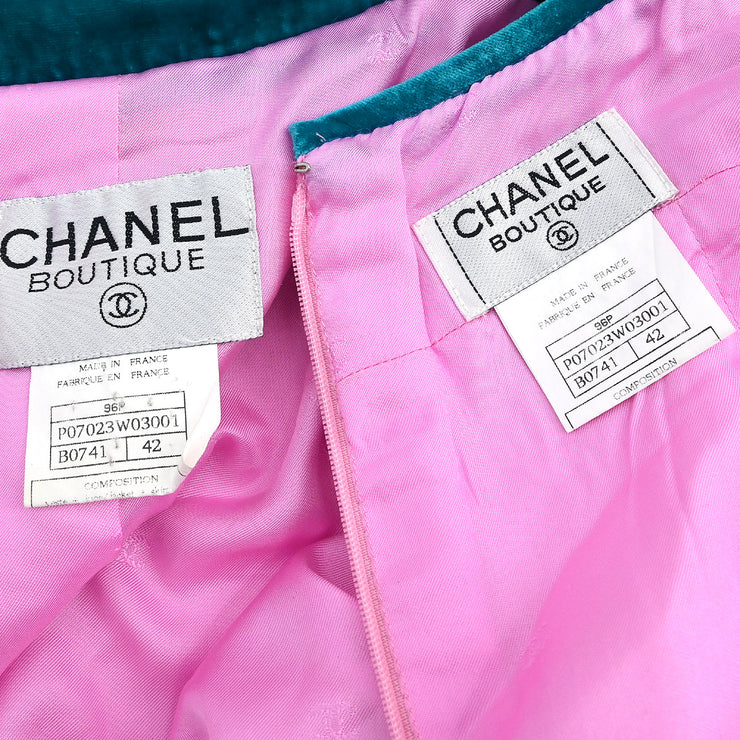 Chanel 1996 Setup Suit Jacket Skirt Pink #42