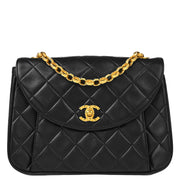 Chanel 1991-1994 Black Lambskin Chain Shoulder Bag