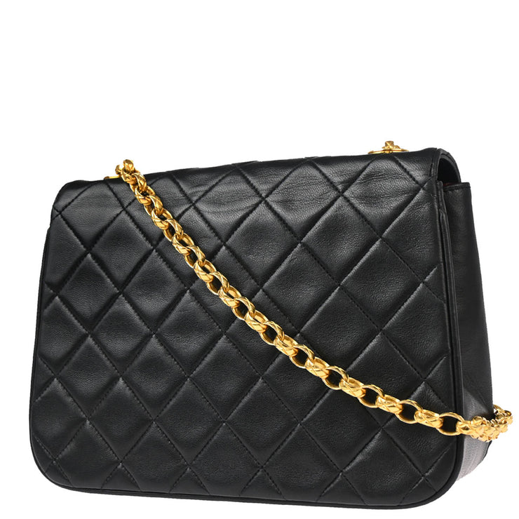 Chanel 1991-1994 Black Lambskin Chain Shoulder Bag