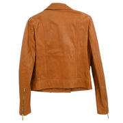 Chanel 2001 Zip Up Leather Jacket Brown #40