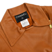 Chanel 2001 Zip Up Leather Jacket Brown #40