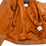 Chanel 2001 Zip Up Leather Jacket Brown #40