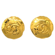 Chanel Gold Button Earrings Clip-On 93P