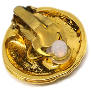 Chanel Gold Button Earrings Clip-On 93P