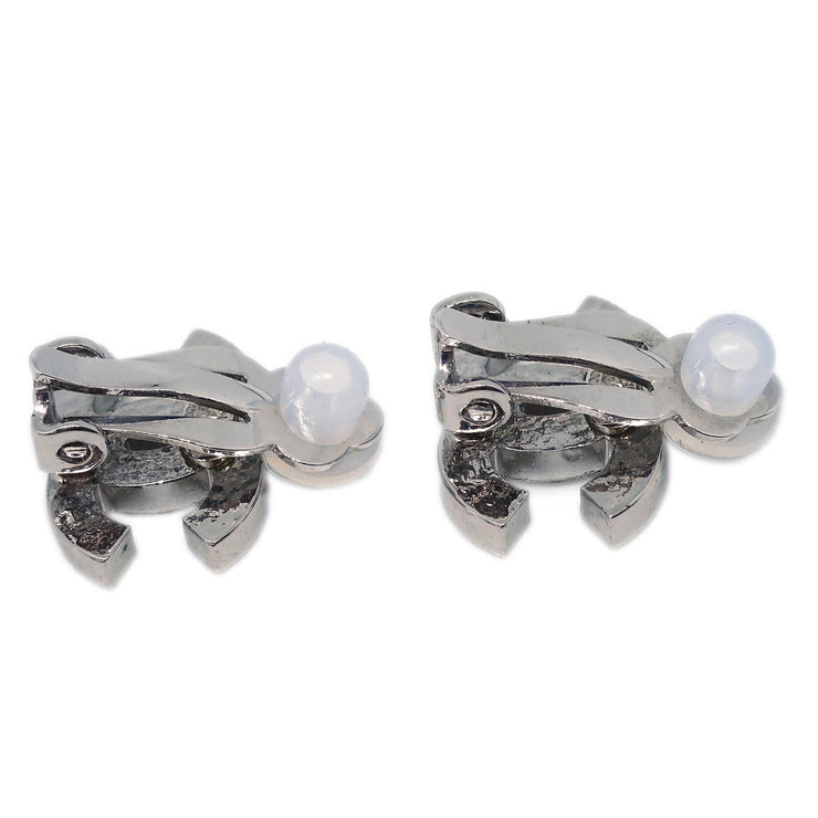 Chanel 2006 CC Rhinestone Earrings Clip-On Silver 06V