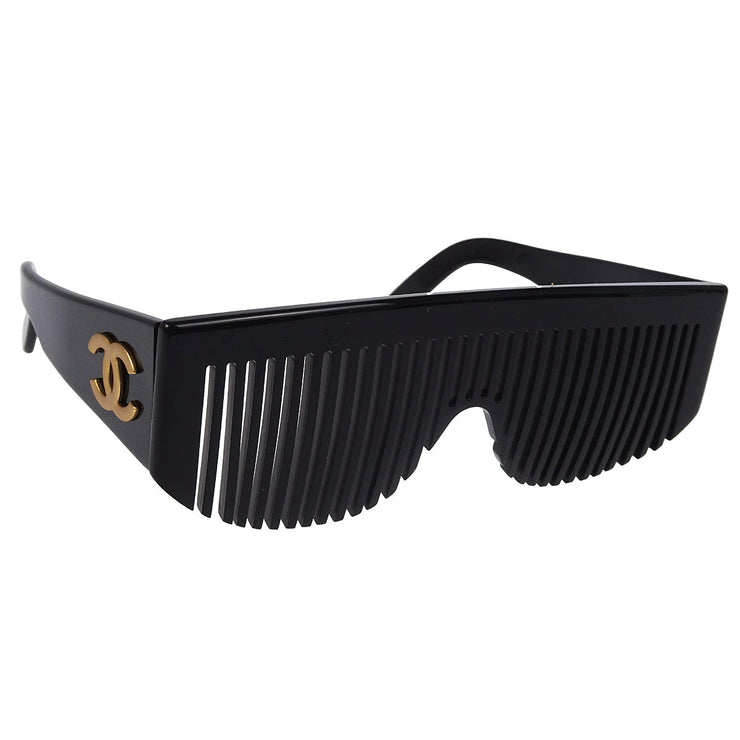 Chanel Hair Comb Sunglasses Black Eyewear Small Good