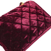 Chanel 1989-1991 Bordeaux Velvet Single Chain Shoulder Bag