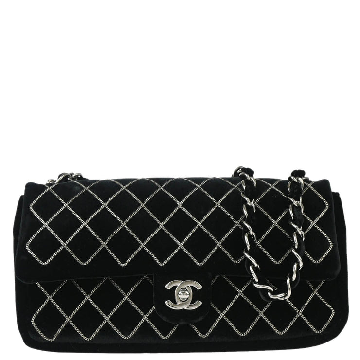 Chanel Black Velvet East West Handbag