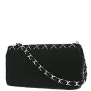 Chanel Black Velvet East West Handbag