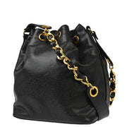 Chanel 1996-1997 Black Caviar Bucket Shoulder Bag