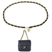 Chanel Navy Lambskin Classic Flap Micro Bum Belt Bag