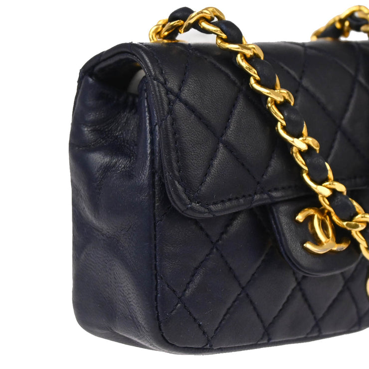 Chanel Navy Lambskin Classic Flap Micro Bum Belt Bag